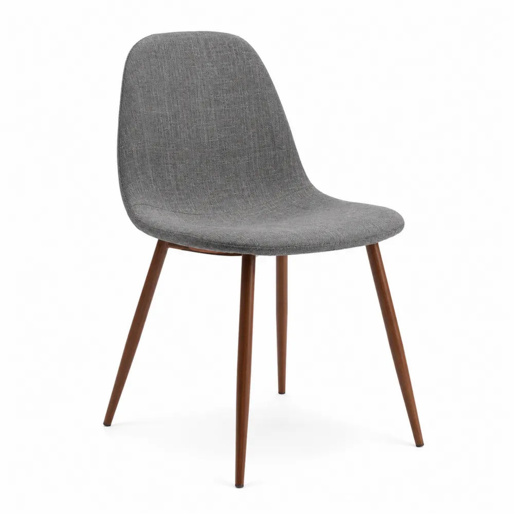 Chaise en tissu polyester gris avec pieds en bois