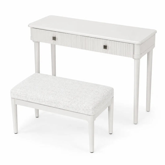 Coiffeuse avec tabouret en bois Blanc