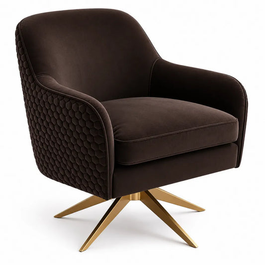 Fauteuil en Velours avec Base en Métal Doré 75x85x78 cm