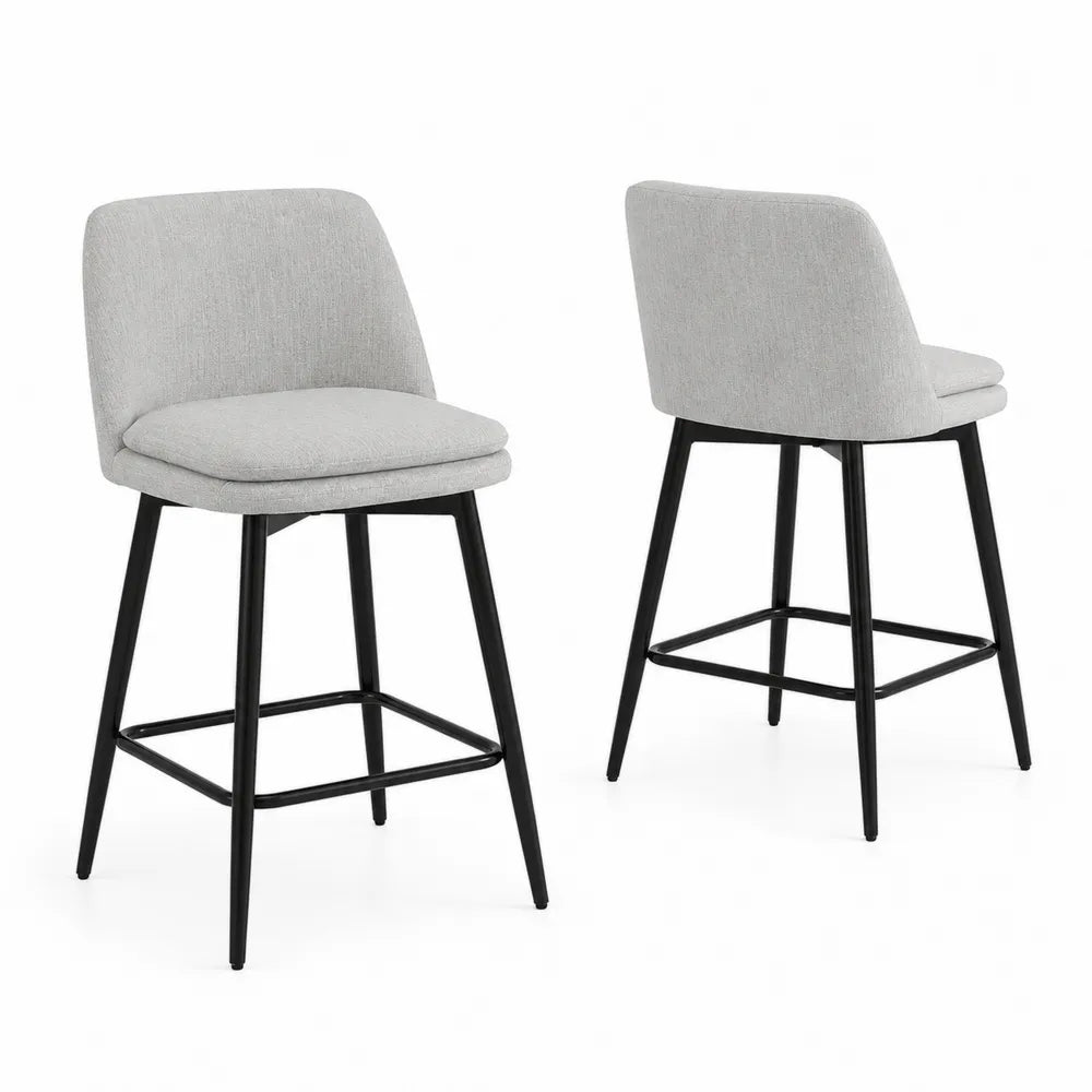 Lot de 2 chaises en tissu polyester avec pieds en métal noir