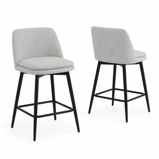 Lot de 2 chaises en tissu polyester avec pieds en métal noir