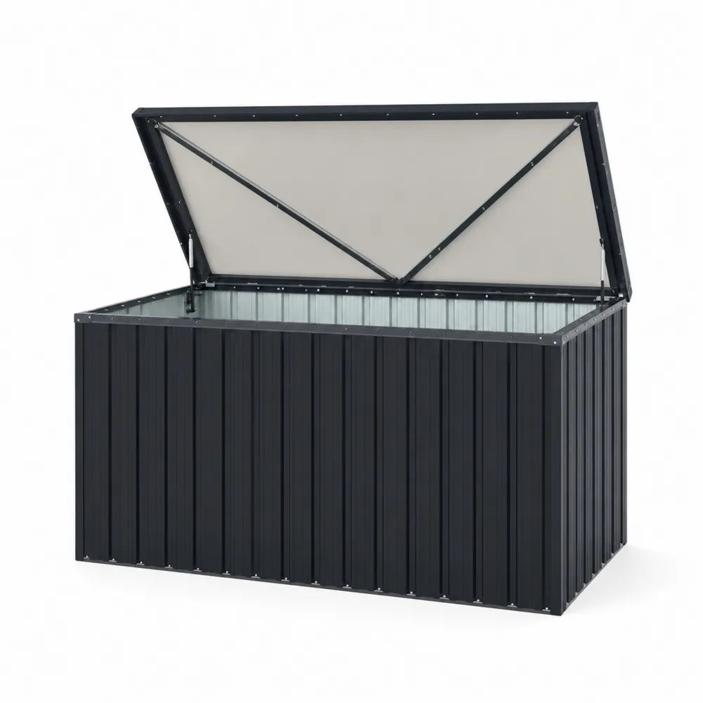 Coffre de stockage extérieur en acier Noir 150 cm