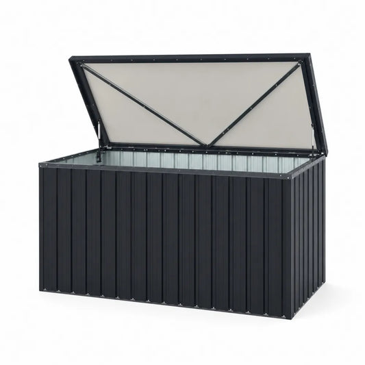 Coffre de stockage extérieur en acier Noir 150 cm