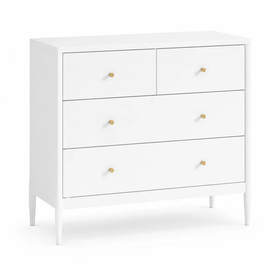 Commode en bois blanc avec poignées laiton