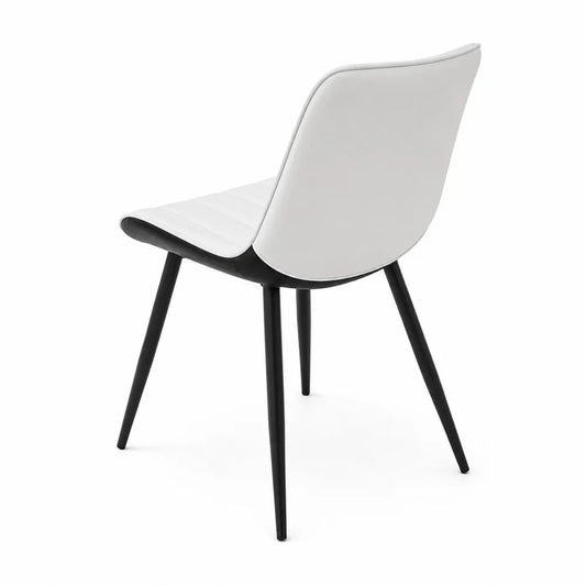 Chaise en similicuir blanc avec pieds en métal noir