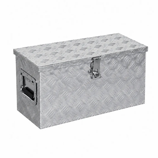 Coffre de rangement en aluminium argenté